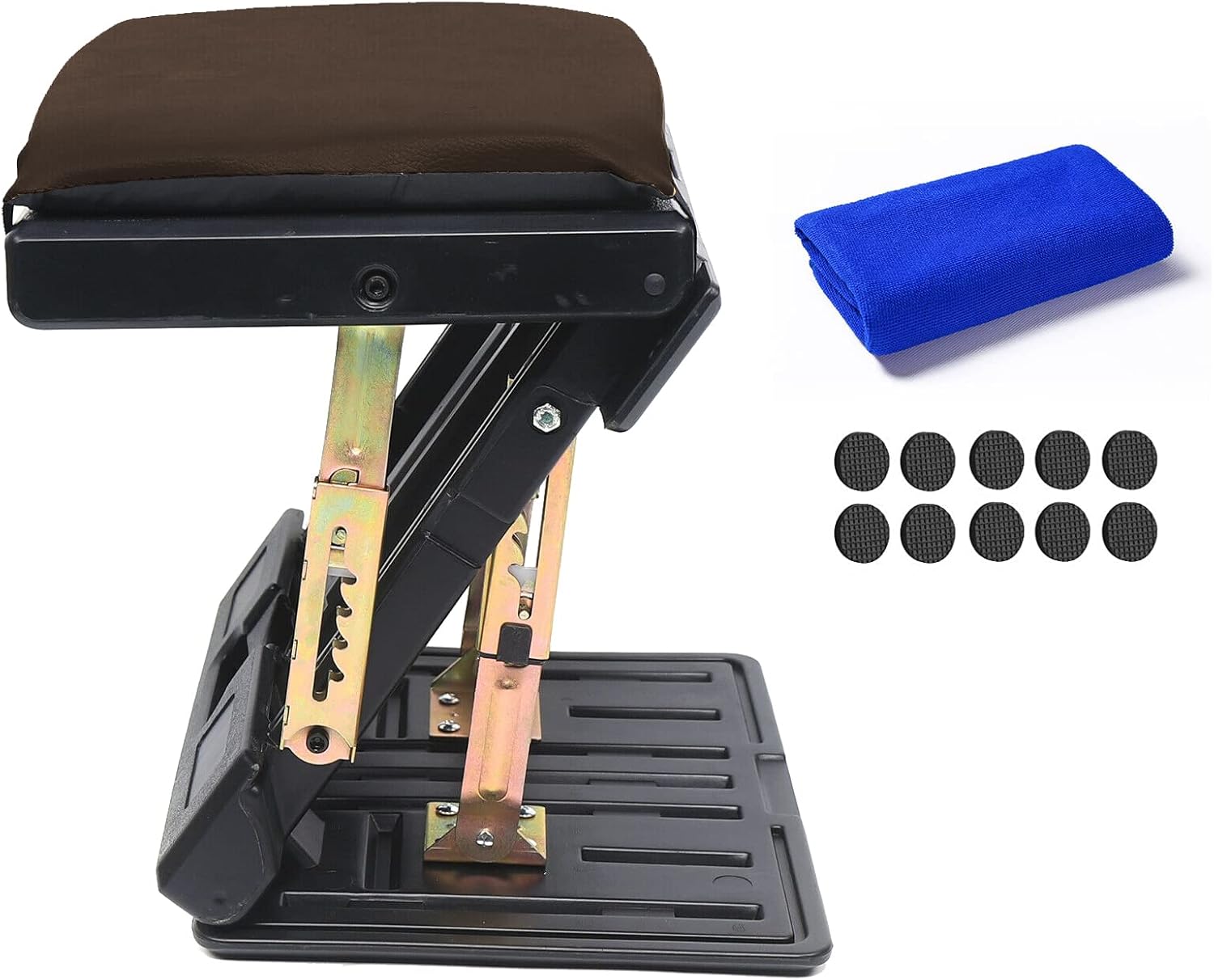 Ergonomic Footrest, Adjustable Footrest Max-Load 180Lbs with Removable Soft Foot Rest Pad Under Desk Footrest for Car, Home, Train, 4-Level Height Adjustment (Black) Pack of 2