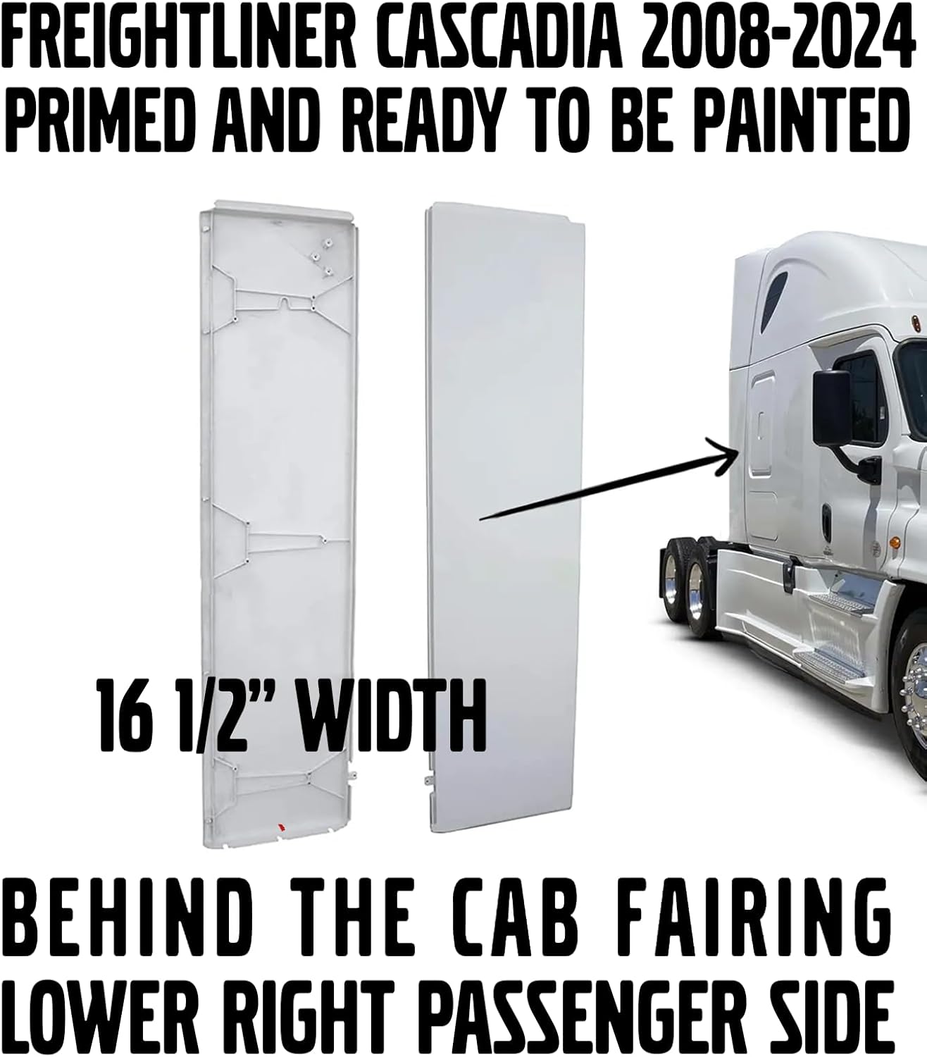 Freightliner Cascadia 2008-2024 Semi Truck Behind Cab Cabin Fairing Extension Lower Right