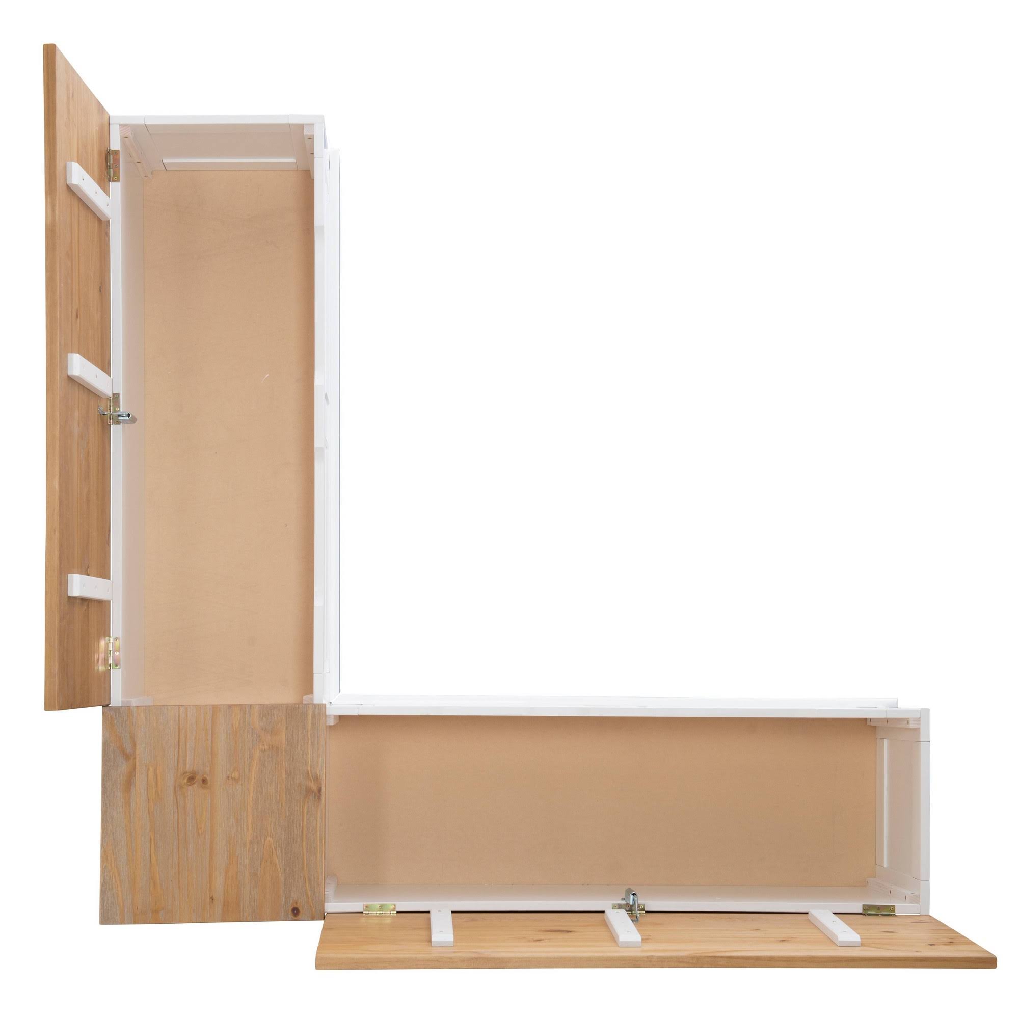 Linon Tobin Backless Corner Breakfast NOOK with Table and Storage, SEATS 4, Natural Finish