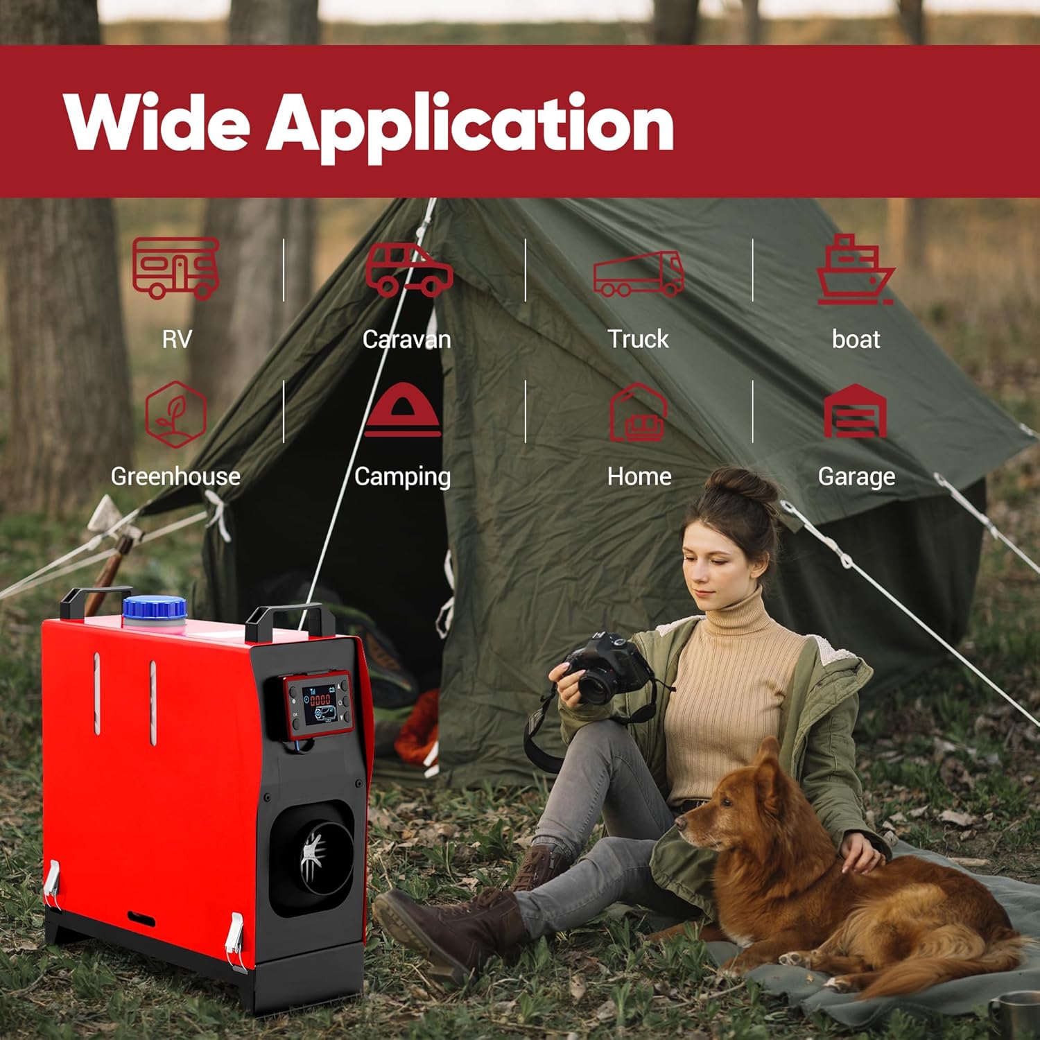 Diesel Heater 8KW,All-in-One Diesel Air Heater, Portable Diesel Heater with LCD Monitor & Remote Control, Fast Heating for Tent, Car, RV, Truck, Camper, Trailer, Motorhome, Red