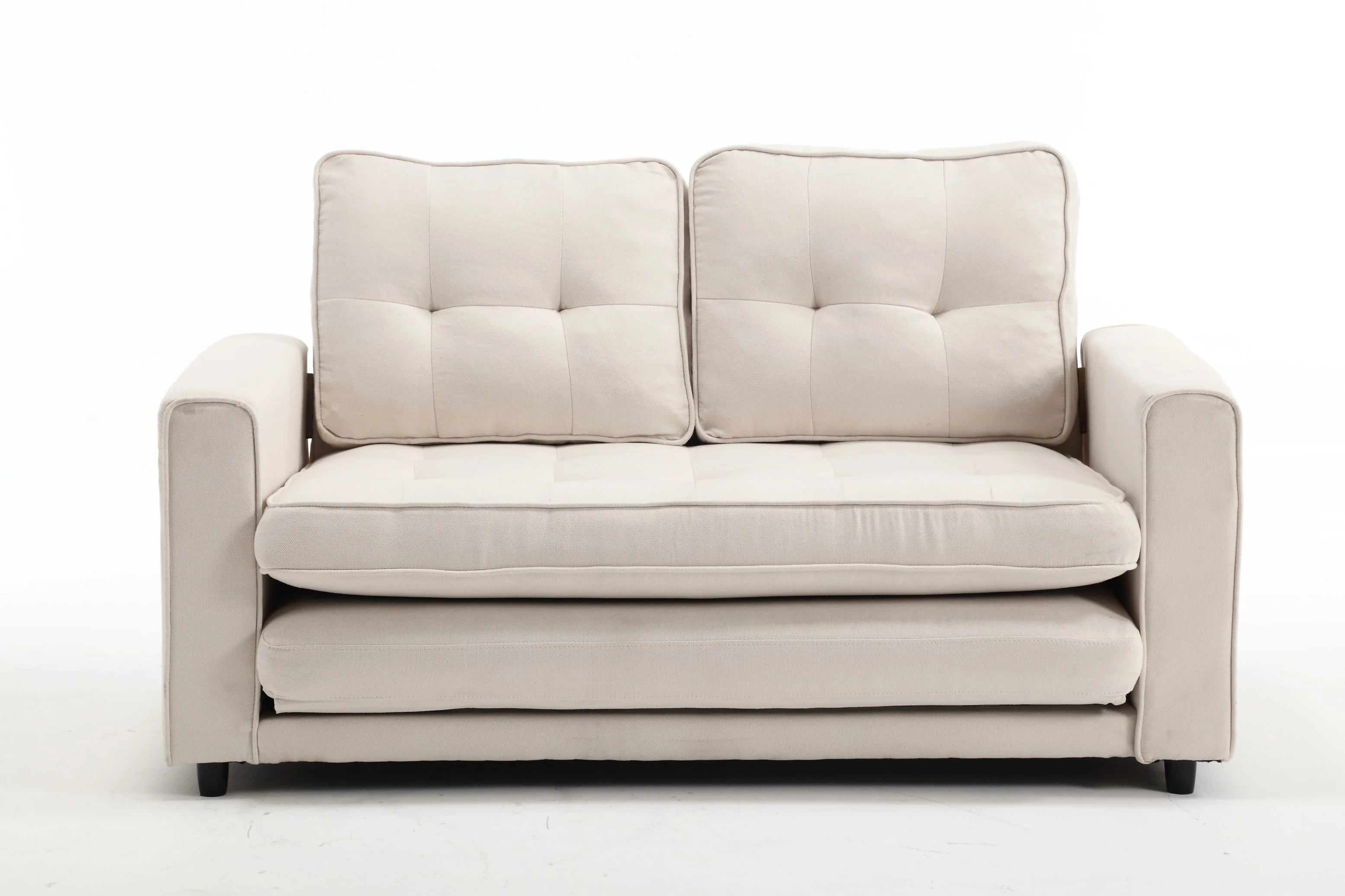 Convertible 3 Fold Sofa Loveseat Bed Sleeper for Living Room Space Saving Couch Velvet Linen Fabric - Comfortable & Innovative