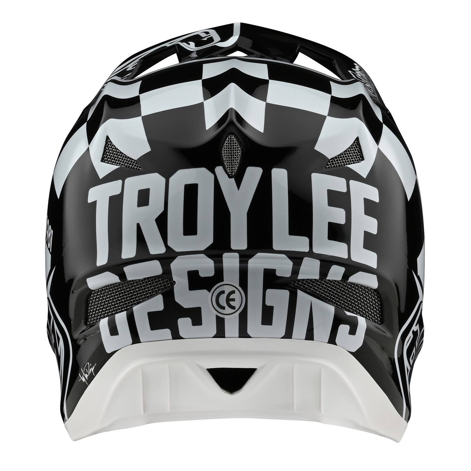 Troy Lee Designs D3 Fiberlite Raceshop Helmet - XL - White-Black