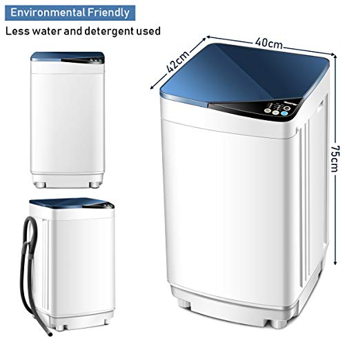 SAFEPLUS Full-Automatic Portable Washing Machines, 7.7 lbs Load Capacity Mini Washer Machine with Spin and Built in Barrel Light for Dorms Apartments RV and Camping（Yellow）