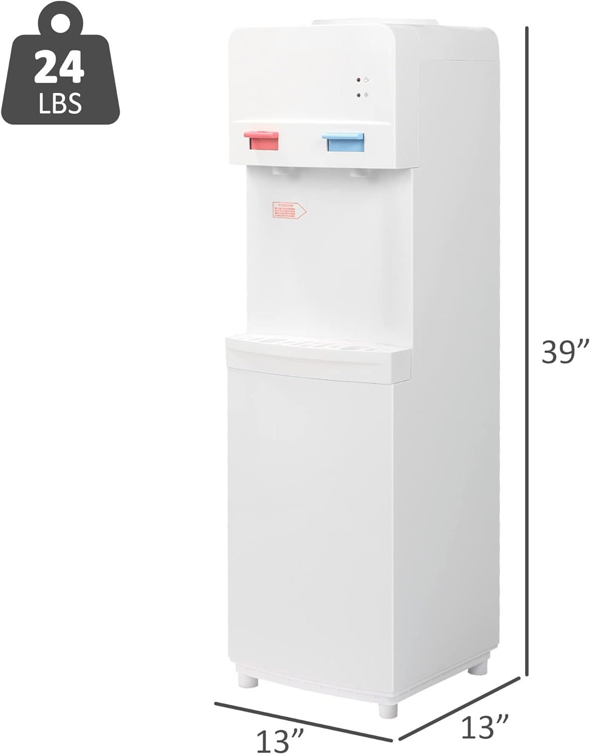 Top Loading Water Cooler Dispenser for 3 & 5 Gallon Water Bottles, Hot & Cold Water, Child Safety Lock, Stainless Steel, ETL Approved, White