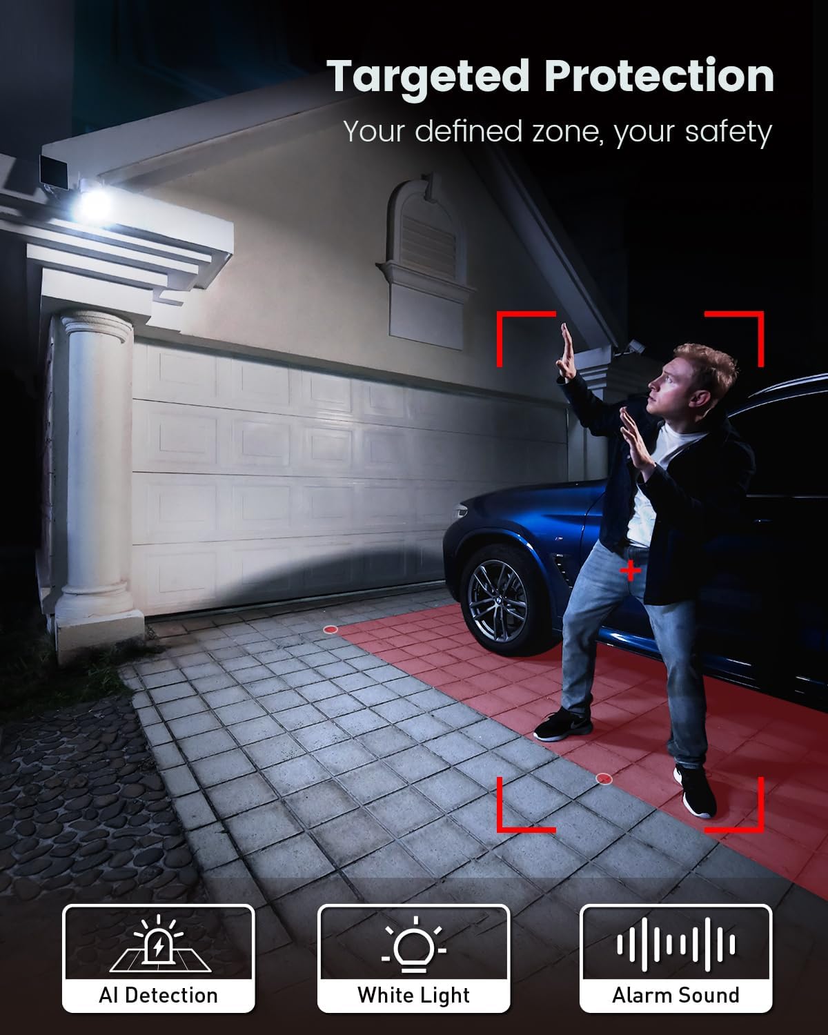 AOSU Security Cameras Wireless Outdoor, 3K/5MP Solar Powered Cameras for Home Security, 360° Pan/Tilt Surveillance, Color Night Vision, 2.4G WiFi Camera, Auto Tracking, AI Human/Vehicle/Pet Detection