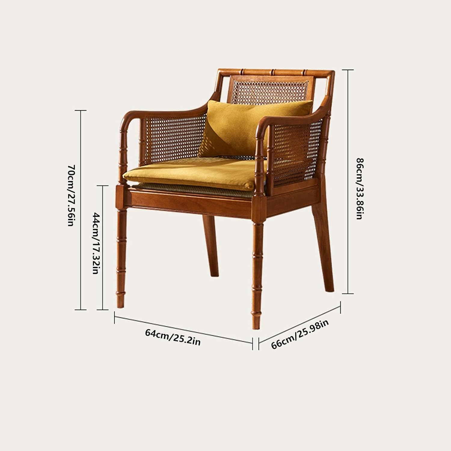 Wicker Chairs Vintage Rattan Chair, Rattan Leisure Chair, Rattan Dining Chair, Ideal for Balcony, Living Room, and Master Bedroom Rattan Chair