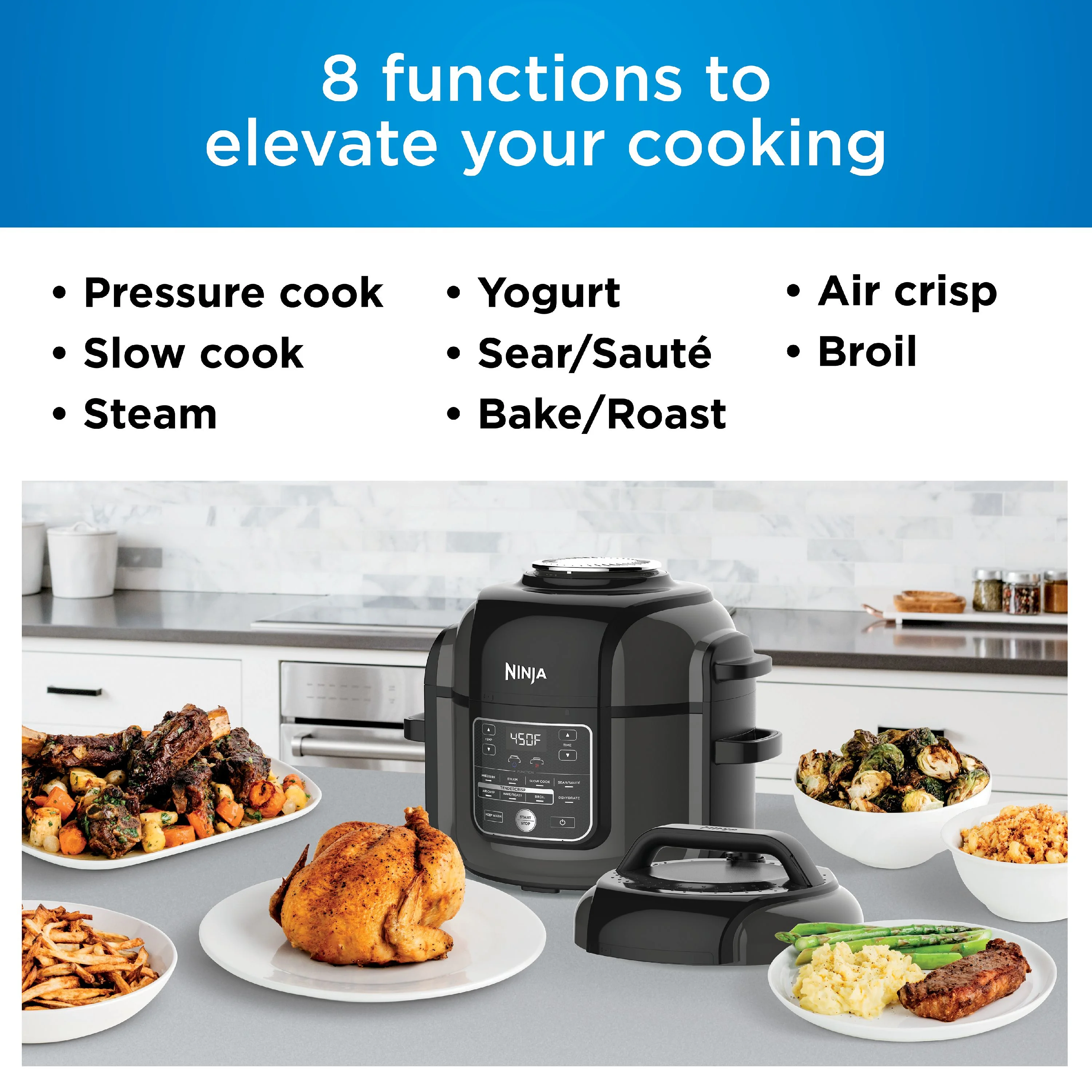 Foodi™ TenderCrisp™ 8-in-1 6.5-Quart Pressure Cooker, OP300
