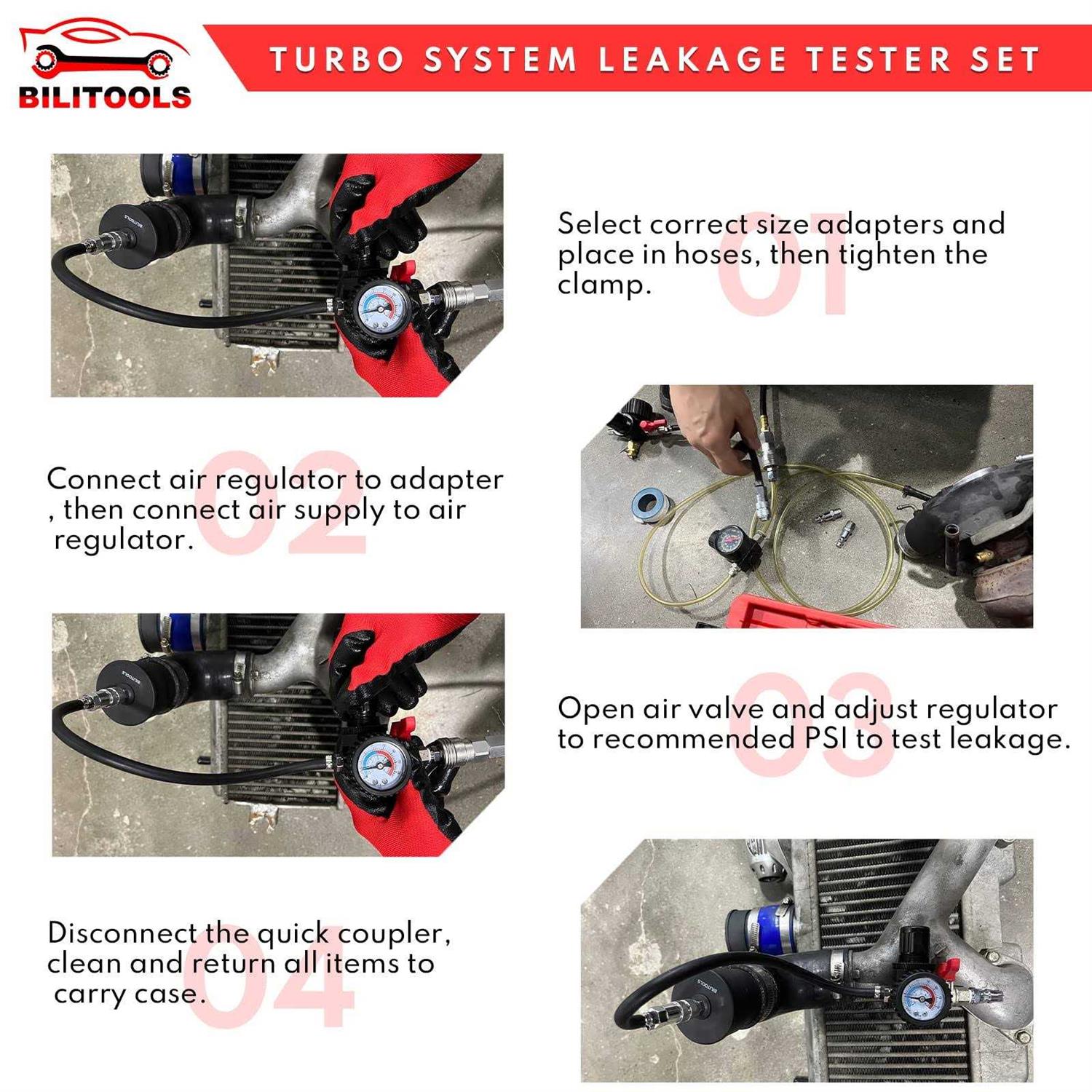 BILITOOLS 9-Piece Turbo System Leakage Tester Set Turbocharger Turbo Boost Leak Tester 1-3/8 - Shop Hardware Tools Online Store