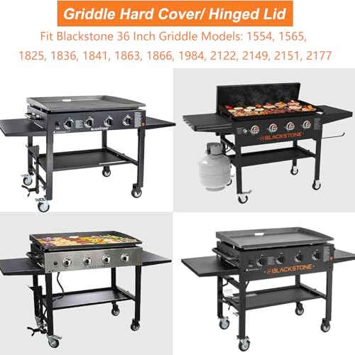 Upgrade Griddle Hinged Lid for Blackstone 36 inch Griddle 1554 1863 1825 2177 1984 and More, Griddle Hard Cover Hood with Thermometer for Blackstone Flat Top 36" Griddle Lid