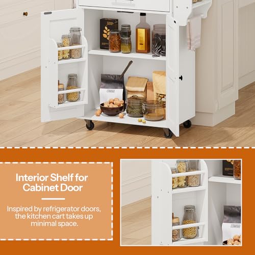 HOOBRO Kitchen Island with Power Outlet, Kitchen Island Storage Island with Large Worktop, Spice Rack and Drawer, Rolling Kitchen Cart on Wheels, for Kitchen and Dining Room, Rustic Brown and Black