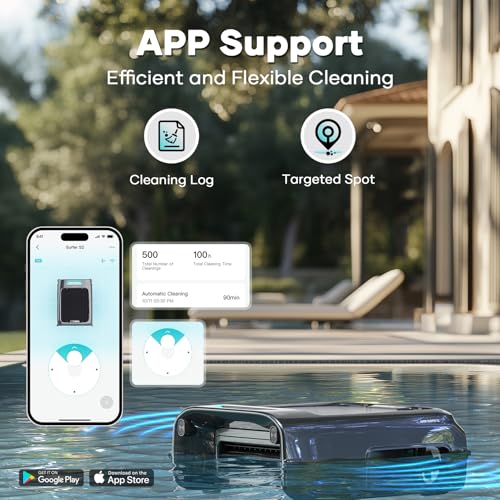AIPER Surfer S2 Robotic Solar Pool Skimmer with APP Support, 24/7 Cleaning, Dual Charging Modes, Smart Obstacle Avoidance, Ideal for Most Swimming Pool Types