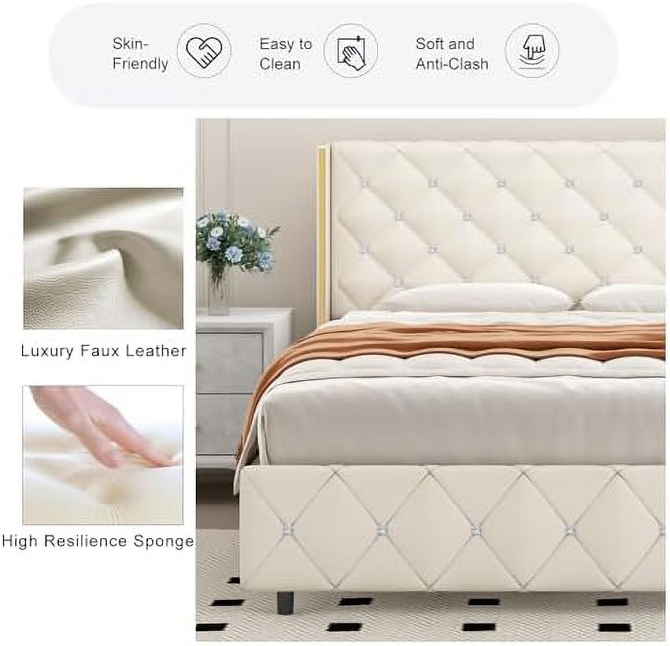 GEROBOOM Full Size Bed Frame  Upholstered Platform Bed with  Tufted Wingback Headboard and Footboard  Heavy Duty Mattress Foundation/Solid Wood Slats/Easy Assembly/No Box Spring Needed  B
