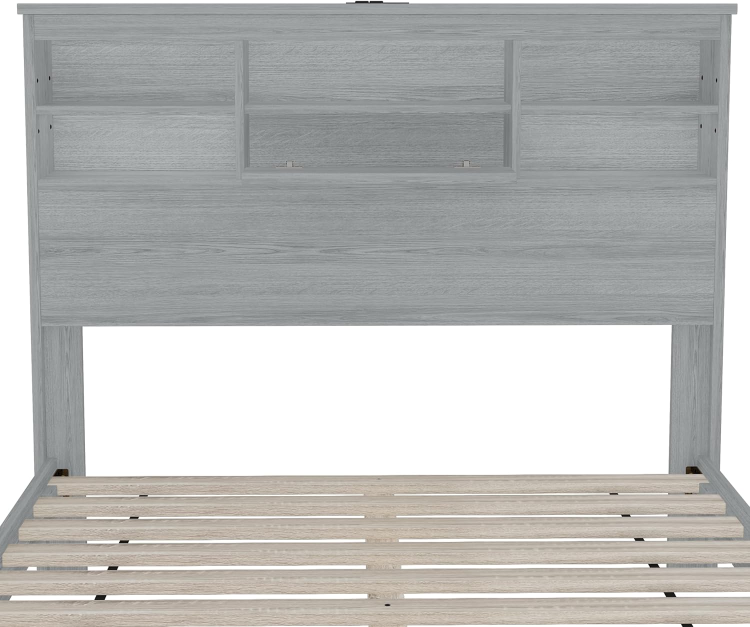 4-Pieces Bedroom Sets Queen Size Vintage Wooden Bed Frame with 2 Nightstands and 1 Dresser,Light Gray