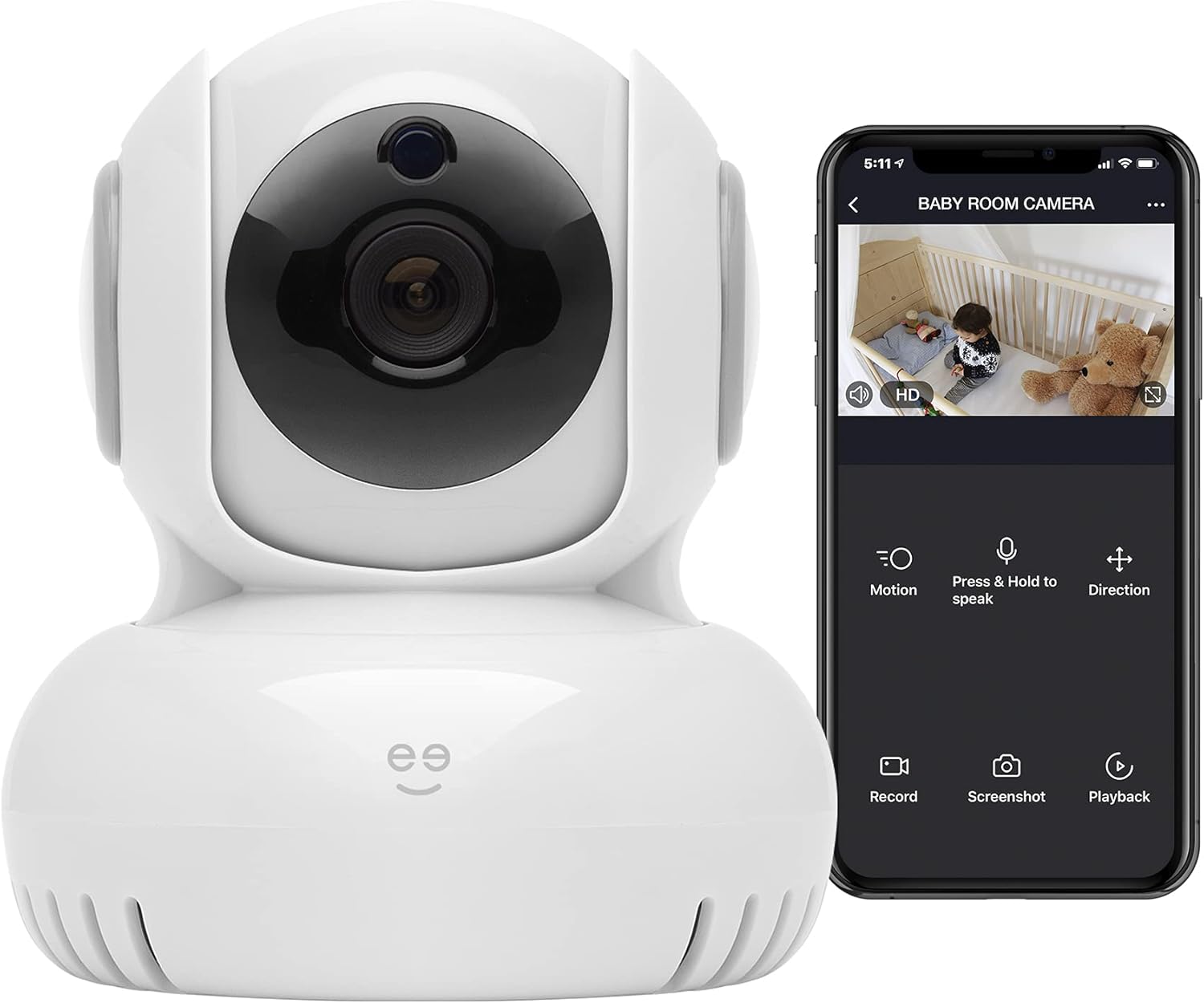 Geeni Sentinel 1080p Wireless Indoor Surveillance Camera with Auto Tracking Alerts, Motion Zones, Pan/Tilt/Zoom, 2-Way Talk, Night Vision, Compatible with Alexa and Google Home, (White)