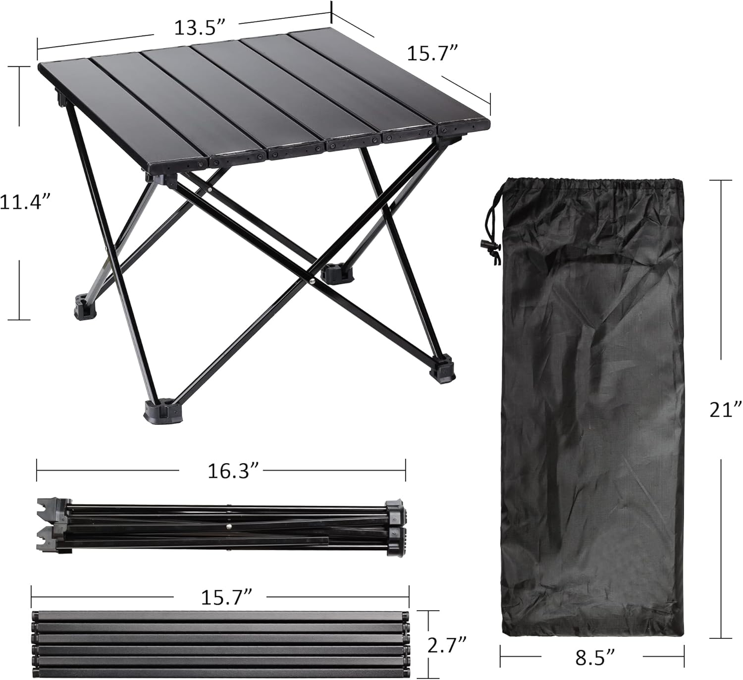 aiGear Folding Table Lightweight Compact Aluminum Alloy Camping Square Portable Table 4 Foot for Outdoor Dining Picnic Party(FT011)