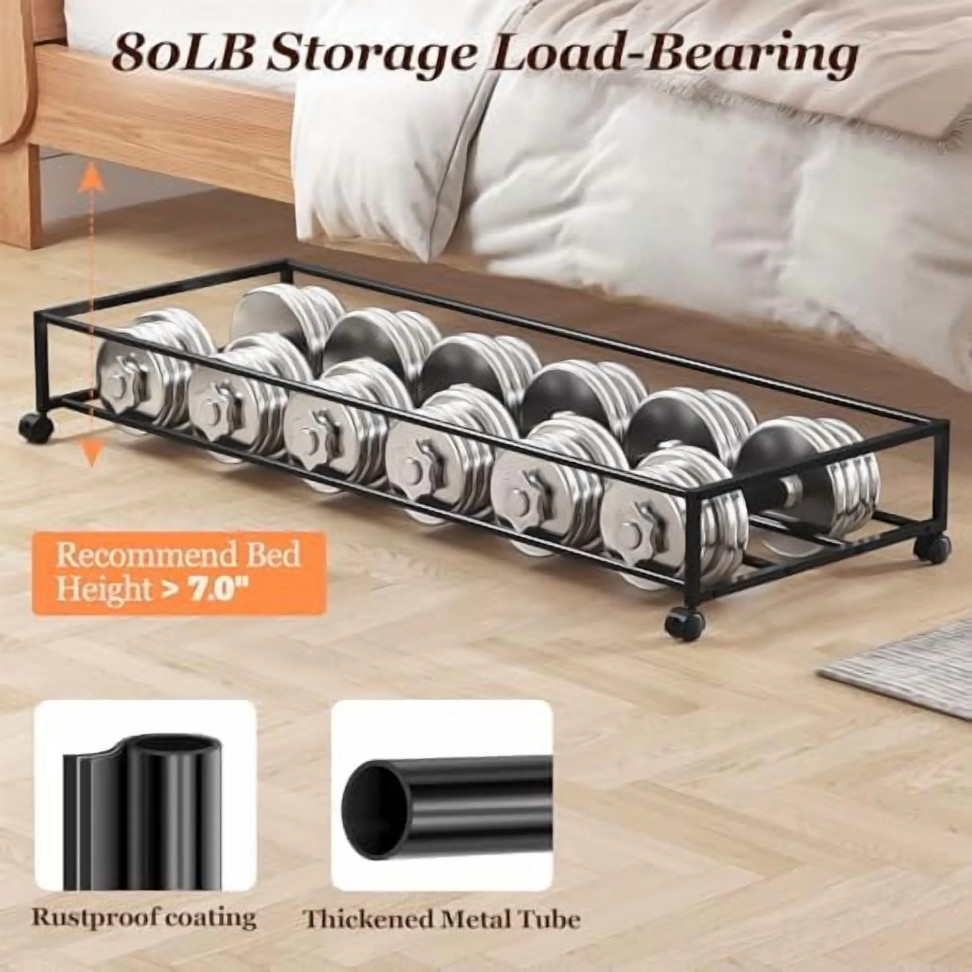 Under Bed Storage with Wheels 2 Pack, 85L Extra Large Under Bed Storage Containers with Metal Frame &amp; Clear Lid, Rolling Underbed Organizer Bins Drawers for Clothes, Shoes, Blankets, Hemp Grey