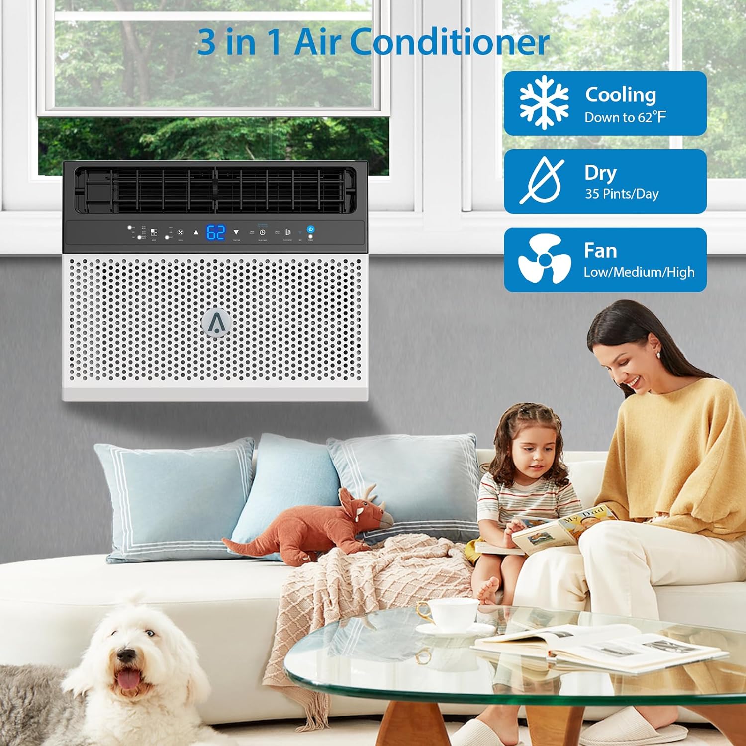6000 BTU Window Air Conditioner U-Shaped, Window ac Air Units U Shaped Cools Up to 250 sq. ft., Open Window Flexibility, 6 Modes, Sleep Mode, Ultra Quiet, Energy Efficient, Window AC for Home