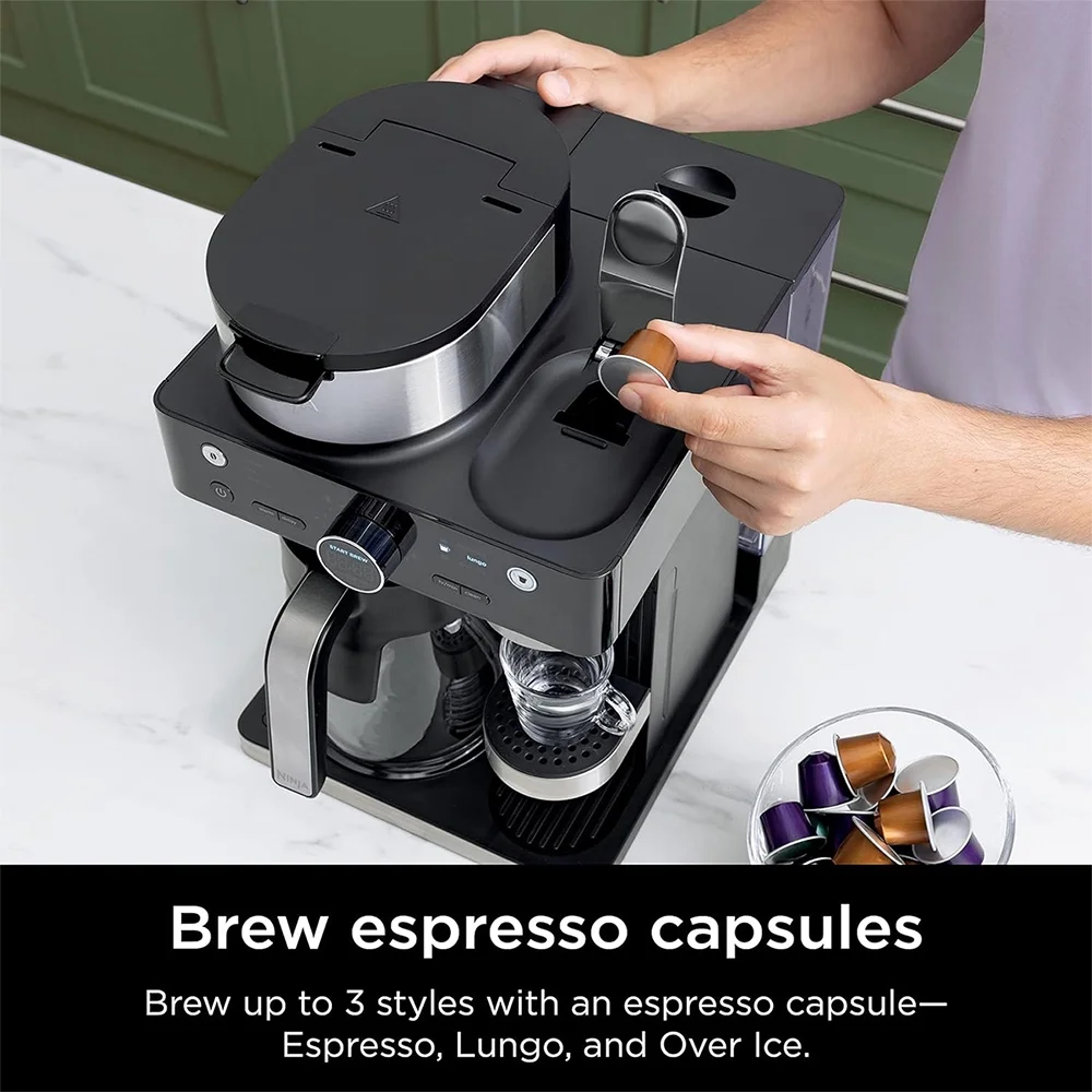Ninja CFN601 Espresso & Coffee Barista System Black and Stainless Steel (Renewed) Bundle with 2 YR CPS Enhanced Protection Pack