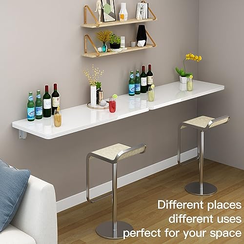Drop Leaf Wall Desk Wall Mounted Floating Folding Table Wood Wall Mounted Table Stable Sturdy Wall Table Laundry Folding Table Foldable Hanging Workbench Black 27.6" D x 19.7" W