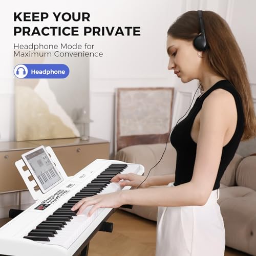 Fesley Piano Keyboard 88 Keys: Full-Size Digital Piano Keyboard, Portable Electric Keyboard Piano, 88 Key Keyboard With Music Stand, Power Adapter, Sustain Pedal, Bluetooth, MIDI, Black, FEP160