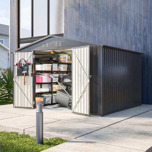 6x4 Ft Outdoor Storage Shed, Heavy-Duty All-Weather Tool Shed with Lockable Doors, Durable Resin Construction for, Patio & Backyard Organization Black