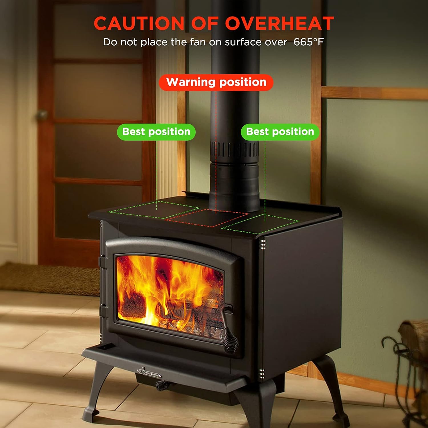 Heat Powered Stove Fan, SPBPQY Fireplace fan with Designed Silent Operation, Circulating Warm Air Saving Fuel Efficiently, for Wood/Log Burner/Fireplace, 5-Blade Pack of 2