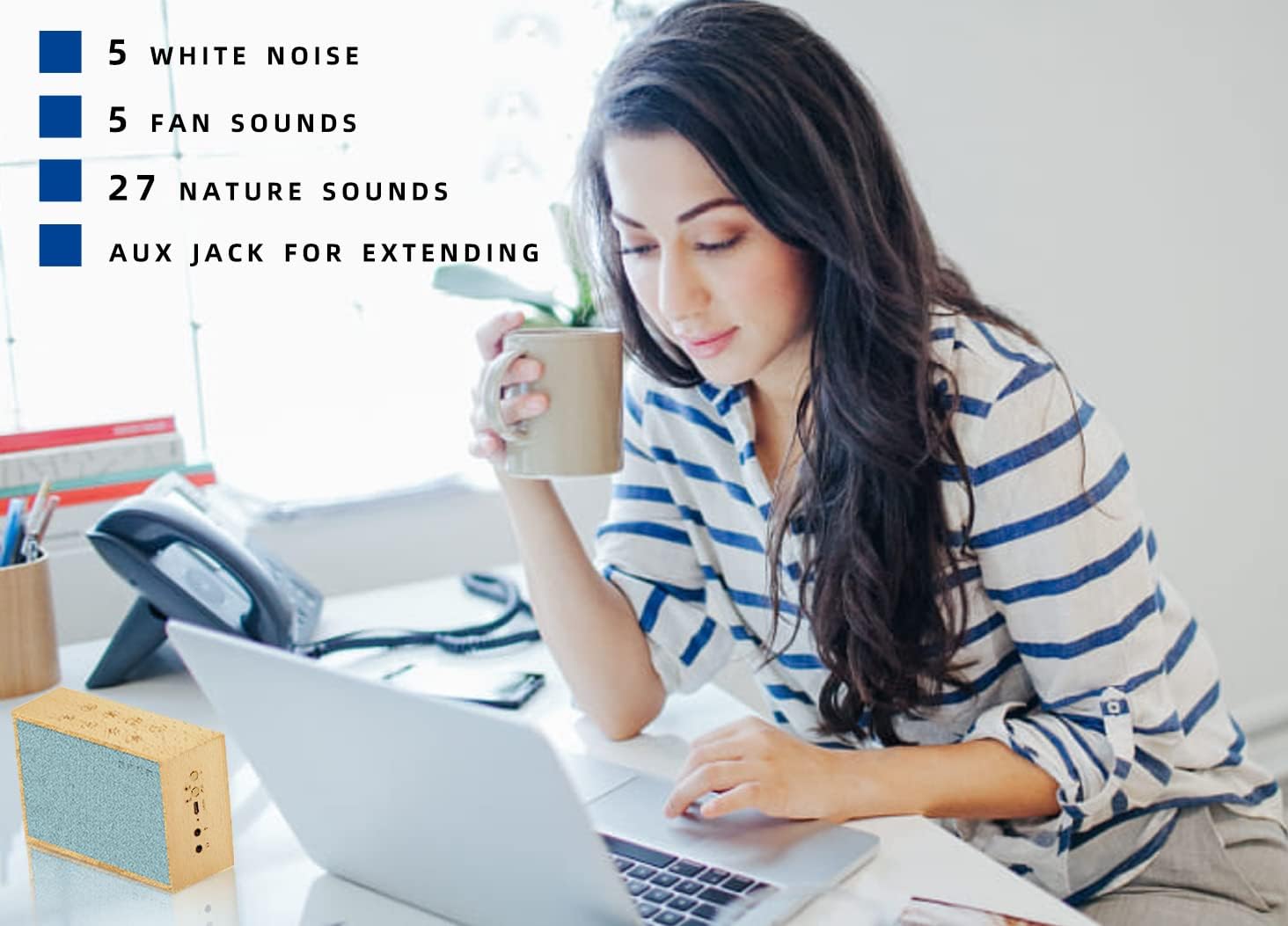 Lexenic White Noise Machine,Wooden Sleep Sound Machine with 24 Hours Playtime, 6W HD Stereo Dual Speakers and Bass with 37 Non Looping Soothing Sleep Sounds Therapy for Baby Kids Adults