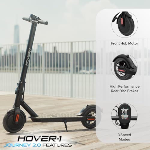 Hover-1 Journey 2.0 Foldable Electric Scooter for Adults with 300W Brushless Motor, 16 mph Max Speed, 8.5” Air-Filled Tires and 16 Mile Range Commuter Scooter for Adults and Teens