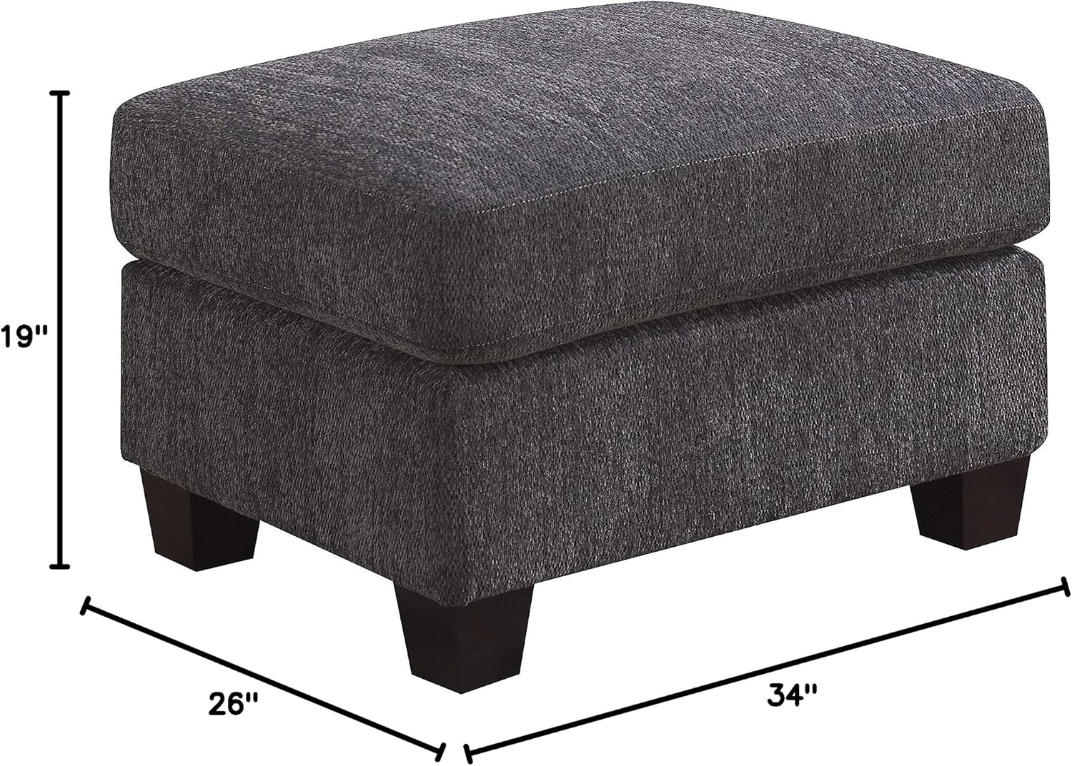 Wallace & Bay Dyer Ottoman, Midnight Gray