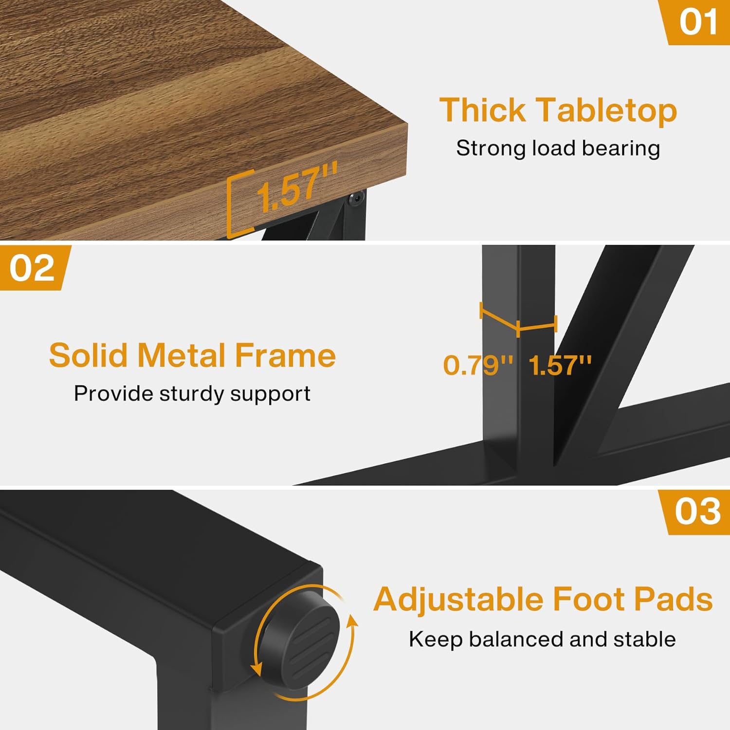 Tribesigns 2 Person Computer Desk: 78.7 Inches Extra Long Double Desk, Large Wood Home Office Desk, Industrial Craft Study Writing Table, Workstation Office Business Furniture, Brown