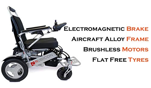Rubicon Deluxe Electric Wheelchair, All Terrain, Powerful Brushless 600W Motors - Longest Range Dual Battery, Heavy Duty, Foldable, Durable. (Model1)