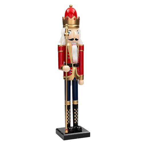 Fun Express 3 Ft. Large Classic Green Wooden Holiday Nutcracker with Scepter, Festive Christmas Decoration