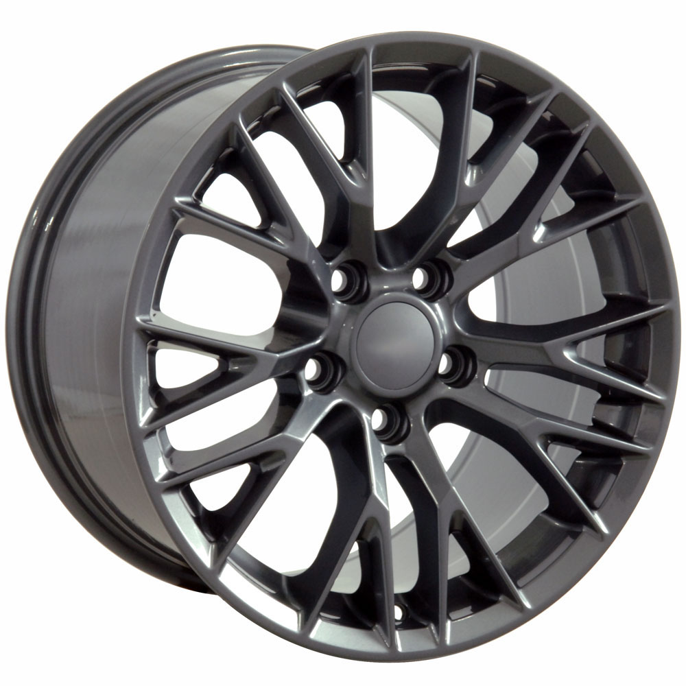 OE Wheels 18 Inch Fits Chevy Camaro Corvette Pontiac Firebird C6 ZR1 Style CV08A Gunmetal 18x10.5/18x8.5 Rim Hollander 5402 SET