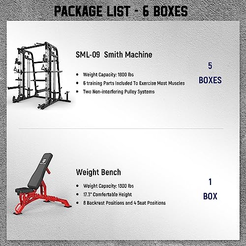 Major Fitness Smith Machine, All-in-One Home Gym Power Cage with Smith Bar and Two LAT Pull-Down Systems and Cable Crossover Machine for Home Gym