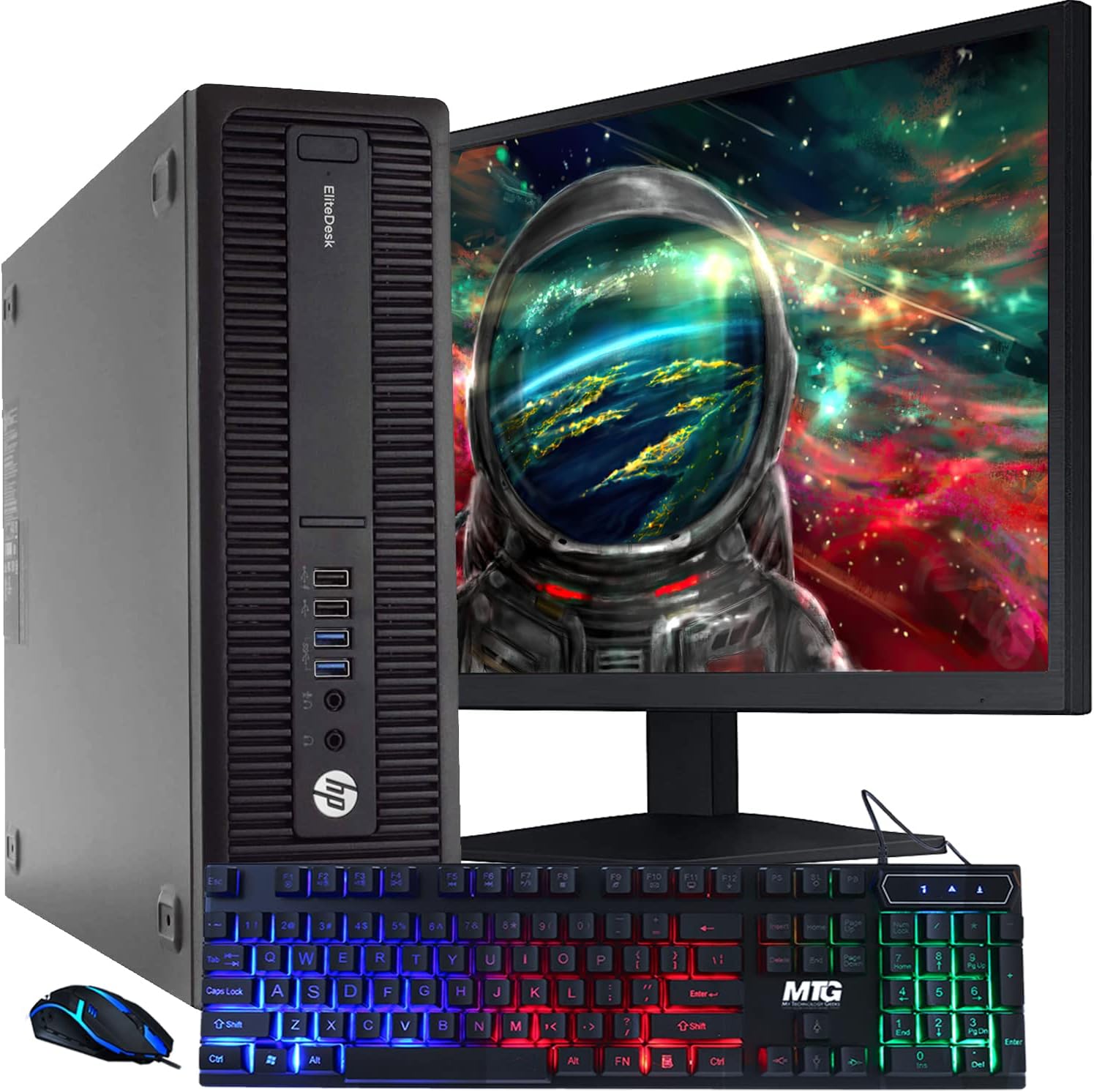 HP Elite 800G1 Desktop Computer PC, Intel Core i5 4th Gen Processor, 16GB RAM, 2TB, HDD, 22 inch Monitor, RGB Keyboard and Mouse, Wifi Windows 10 Pro 64-Bit