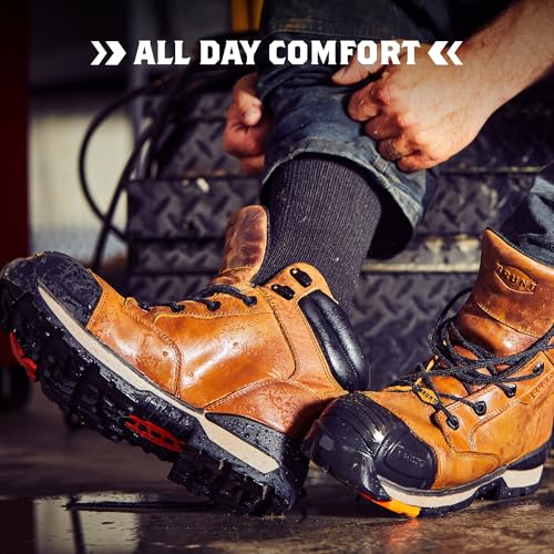 BRUNT Perkins (Comp Toe) - Brown - 6" Waterproof Durable Wedge Work Boot with Defined Heel - EH Rated - Slip + Oil Resistant - Adjustable Width System