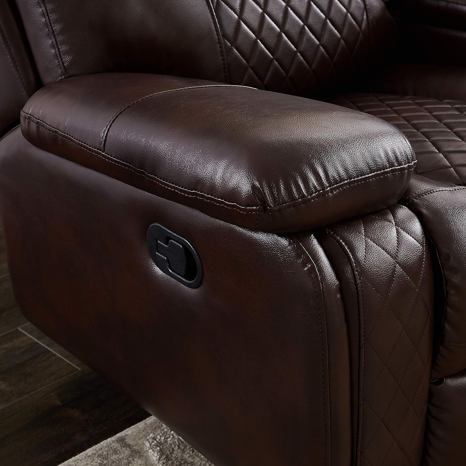 Living Room Manual Motion Upholstered Sectional, L Shape PU Leather Corner Reclining 4 Cup Holders and Storage Boxs for Villa Home Apartment Furniture, Brown Havery Duty Sofa & Couch