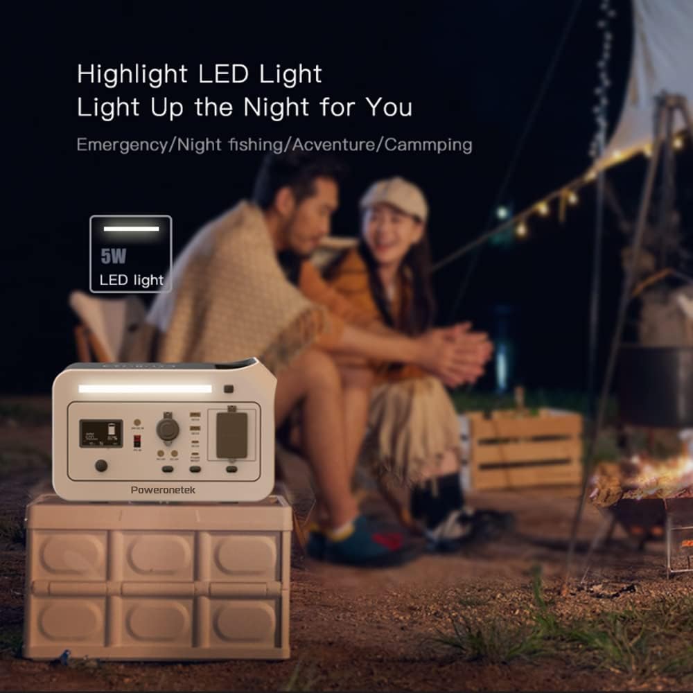 Poweronetek Portable Power Station 600W,460Wh Backup Lithium Battery,110V Pure Sine Wave AC Outlet ,Solar Generator (Solar Panel not Included) for Outdoors Camping Travel Hunting Emergency