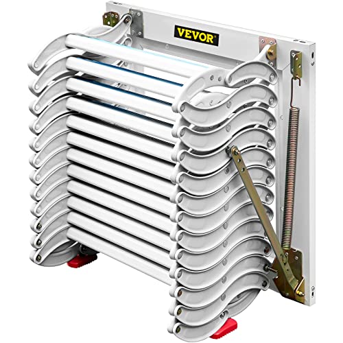 VEVOR Attic Steps Pull Down 12 Steps Attic Stairs, Alloy Attic Access Ladder, Blue Pulldown Attic Stairs, Wall-mounted Folding Stairs for Attic, Retractable Attic Ladder with Armrests, 9.8 feet Height