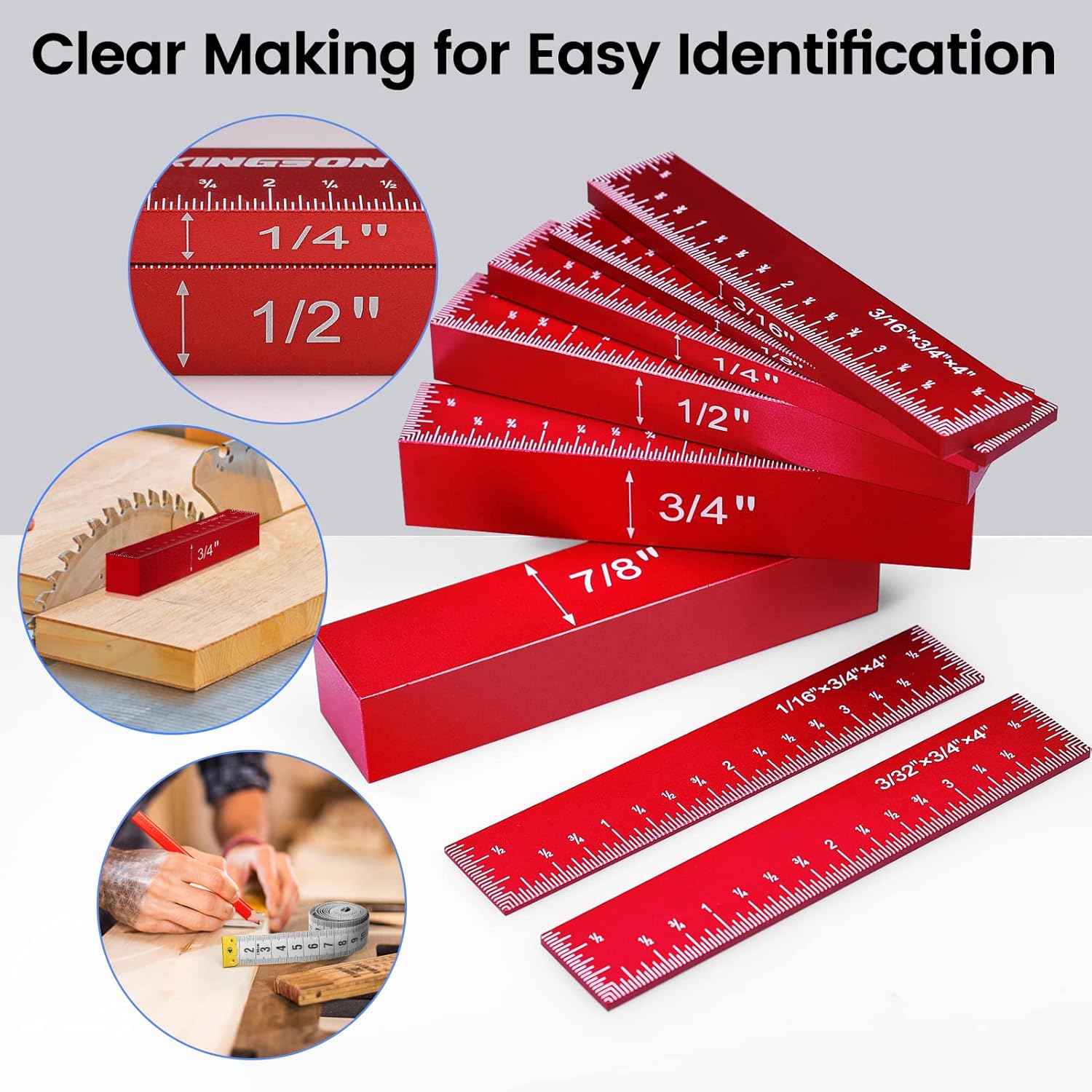 Setup Blocks Woodworking - Setup Blocks Height Gauge Set, 8pcs Precision Aluminum Setup Bars for Router and Table Saw Accessories Woodworking Set Up