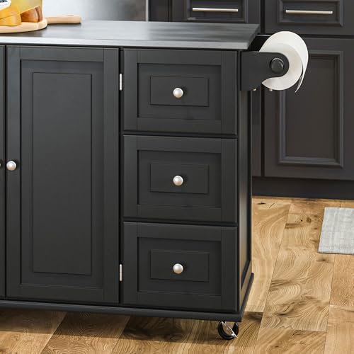 homestyles Mobile Kitchen Island Cart with Stainless Steel Top, Sage Green