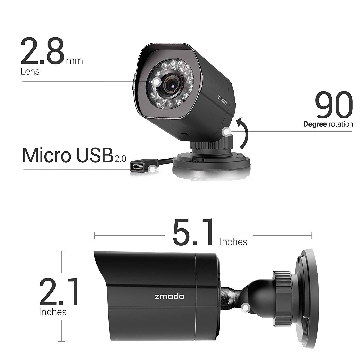 Zmodo 8CH sPoE NVR with 8 Cameras 1TB HDD