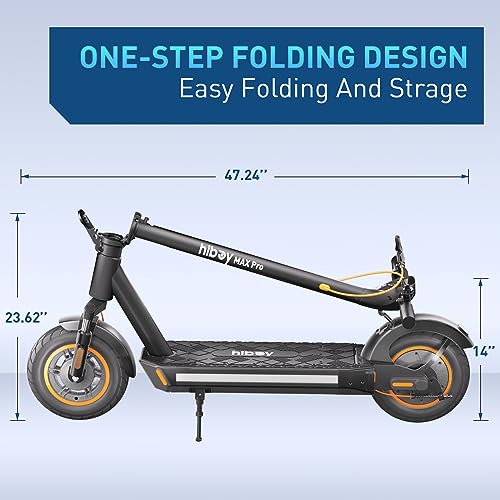 Hiboy MAX Pro Electric Scooter, 46.6 Mi Long Range, 22 MPH Power by 650W MAX Motor, 11'' Pneumatic Tires, Split Hub Design, Dual Suspension, 265lbs MAX Load, Commuting Electric Scooter for Adults