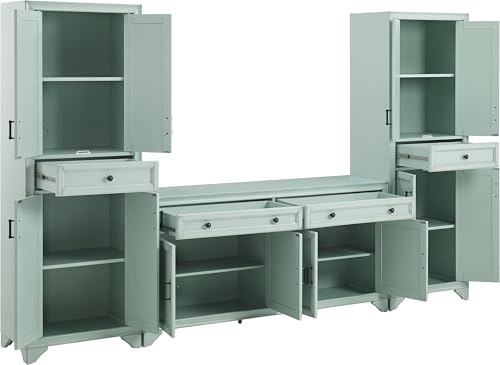 Crosley Furniture Tara 3-Piece Modern Farmhouse Sideboard Buffet Cabinet and Kitchen Storage Pantry Set, Distressed Gray