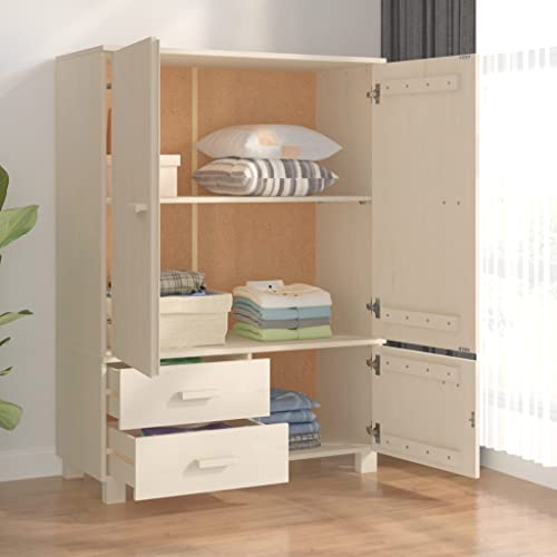 Wardrobe HAMAR Solid Wood Pine, Closet, Armoire, Storage for Coats, Shoes, and Accessories