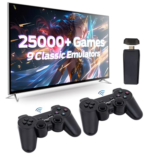 Retro Game Console, Retro Gaming Console, Game Console, Wireless Retro Gaming Console, 25000+ Games & 9 Emulators Built in, Plug and Play Video Games Wireless Controllers