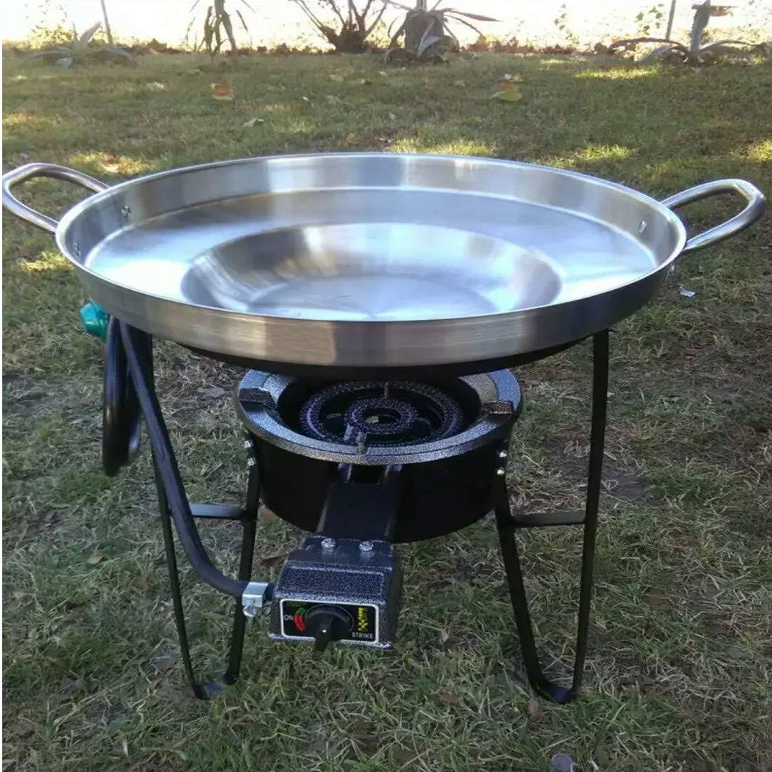 Large 3 in 1 Mexican Style Concave Comal Stainless Steel 22x22 Set with Propane Burner Stove u0026 Heavy Duty Metal Cast Iron St