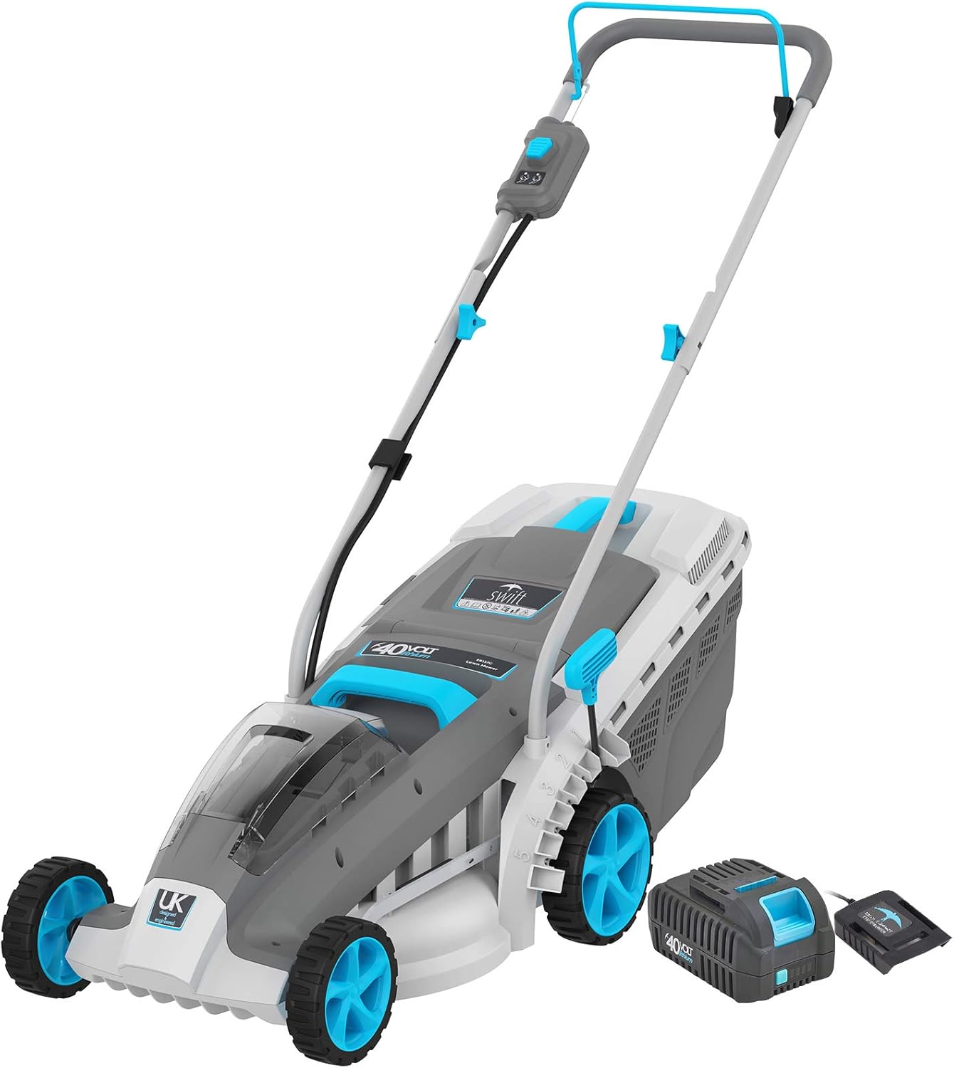 Cordless Lawn Mower, 18 Inch Lightweight Lawn Mower, 40V Lithium-ion Lawnmower w/Brushless Motor, 5 Cutting Heights Adjustable -Low Noise 2 in 1 Push Mower