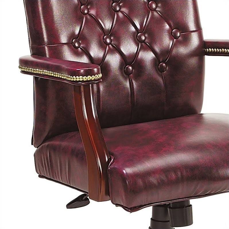 Boss Widmore Traditional Tufted Vinyl Executive Chair, Mahogany