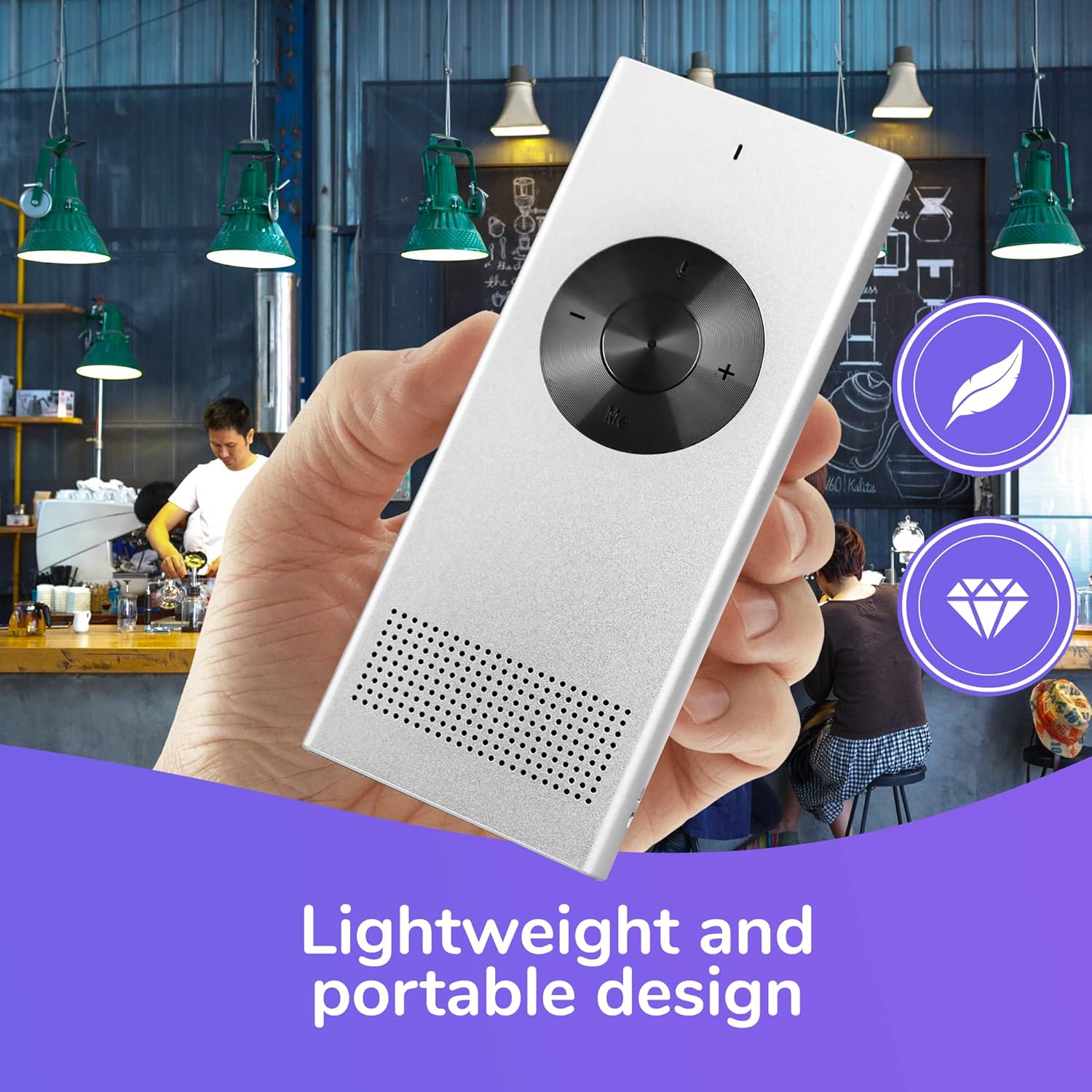 Muama Enence Instant Two-Way Translator. Portable Real-time Translation in 36 Different Languages. Perfect as a Pocket Dictionary and for Learning, Travel and Business Communications